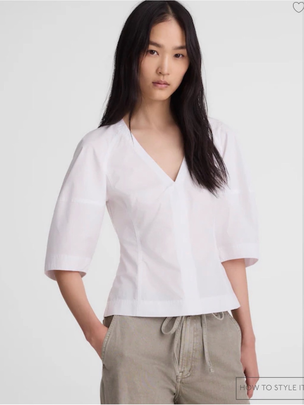 MADEWELL SIZE 6, 8 Sculptural V-Neck Top in Poplin $88 NZ527